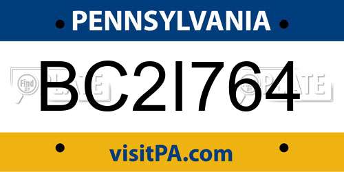 BC2I764 Pennsylvania License Plate