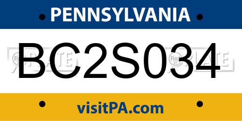 BC2S034 Pennsylvania License Plate