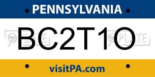 BC2T1O Pennsylvania License Plate