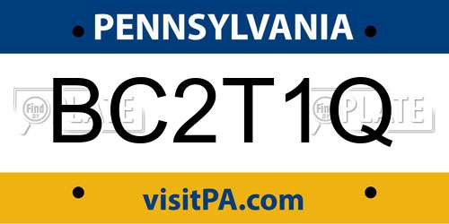 BC2T1Q Pennsylvania License Plate