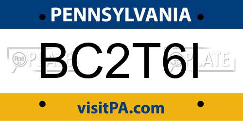 BC2T6I Pennsylvania License Plate