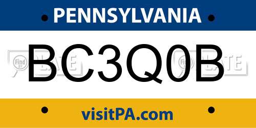 BC3Q0B Pennsylvania License Plate