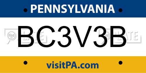 BC3V3B Pennsylvania License Plate