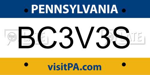 BC3V3S Pennsylvania License Plate