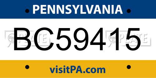 BC59415 Pennsylvania License Plate