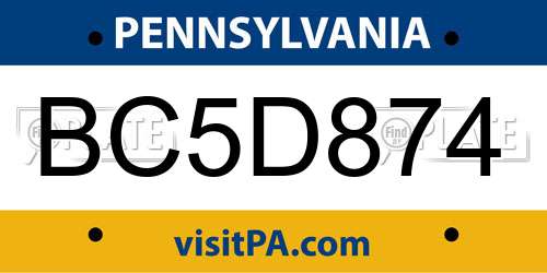 BC5D874 Pennsylvania License Plate