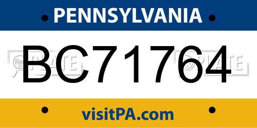 BC71764 Pennsylvania License Plate