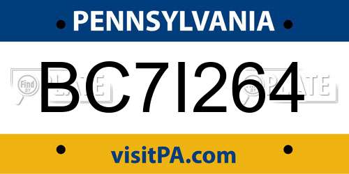 BC7I264 Pennsylvania License Plate
