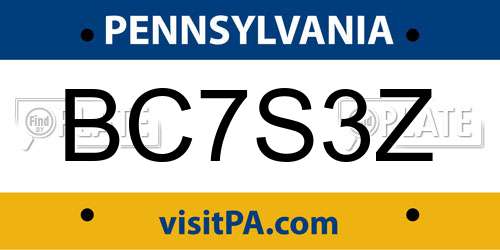 BC7S3Z Pennsylvania License Plate
