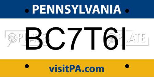 BC7T6I Pennsylvania License Plate