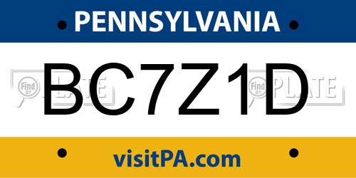 BC7Z1D Pennsylvania License Plate