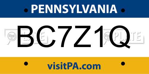 BC7Z1Q Pennsylvania License Plate