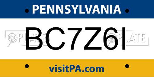 BC7Z6I Pennsylvania License Plate