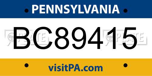 BC89415 Pennsylvania License Plate