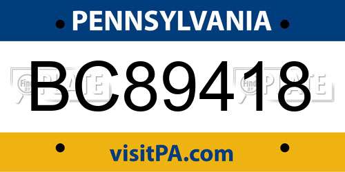 BC89418 Pennsylvania License Plate