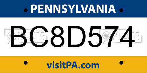 BC8D574 Pennsylvania License Plate