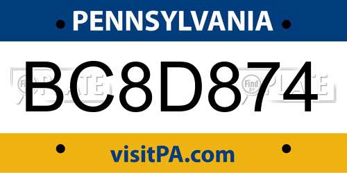 BC8D874 Pennsylvania License Plate