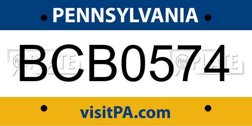 BCB0574 Pennsylvania License Plate