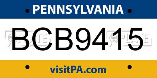 BCB9415 Pennsylvania License Plate