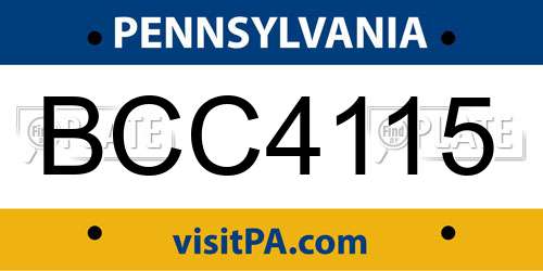 BCC4115 Pennsylvania License Plate