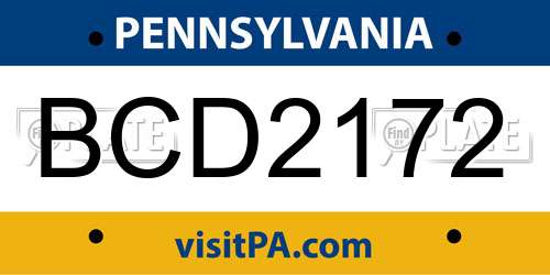 BCD2172 Pennsylvania License Plate