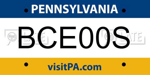 BCE00S Pennsylvania License Plate