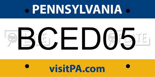 BCED05 Pennsylvania License Plate