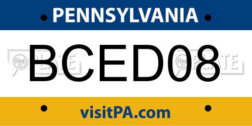 BCED08 Pennsylvania License Plate