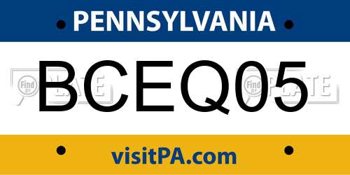 BCEQ05 Pennsylvania License Plate
