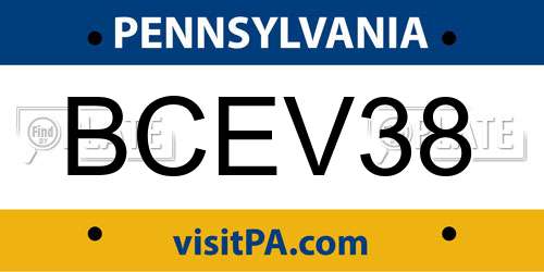 BCEV38 Pennsylvania License Plate