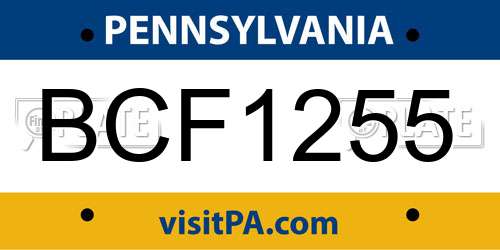 BCF1255 Pennsylvania License Plate