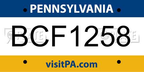 BCF1258 Pennsylvania License Plate