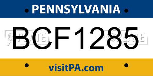 BCF1285 Pennsylvania License Plate