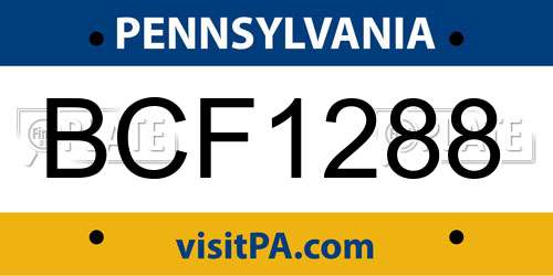 BCF1288 Pennsylvania License Plate