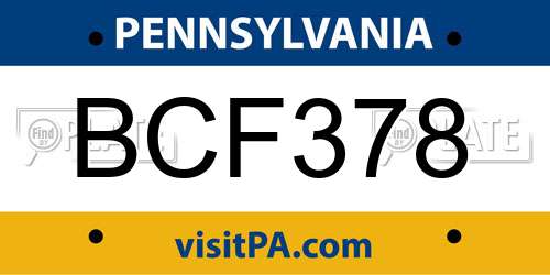 BCF378 Pennsylvania License Plate