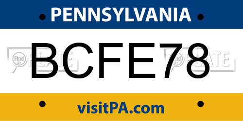 BCFE78 Pennsylvania License Plate