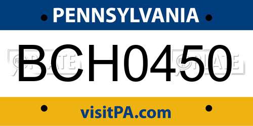 BCH0450 Pennsylvania License Plate