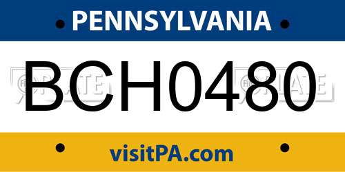 BCH0480 Pennsylvania License Plate