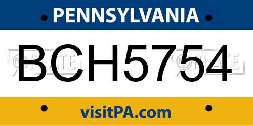 BCH5754 Pennsylvania License Plate