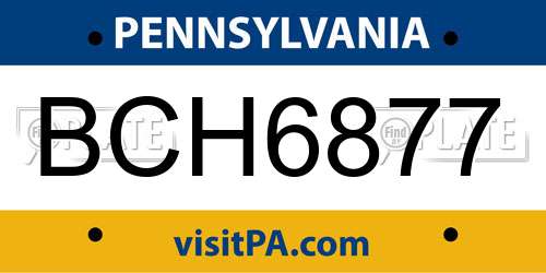 BCH6877 Pennsylvania License Plate