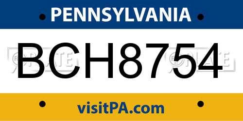 BCH8754 Pennsylvania License Plate