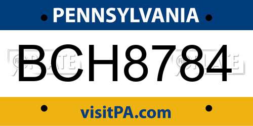 BCH8784 Pennsylvania License Plate