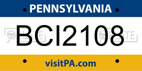 BCI2108 Pennsylvania License Plate