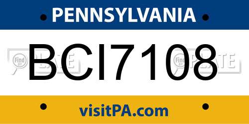BCI7108 Pennsylvania License Plate