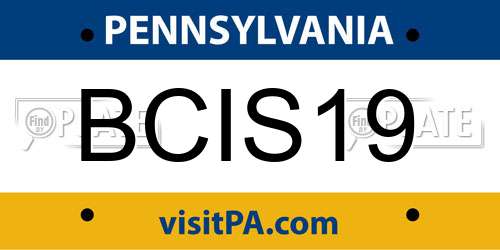 BCIS19 Pennsylvania License Plate