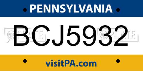 BCJ5932 Pennsylvania License Plate
