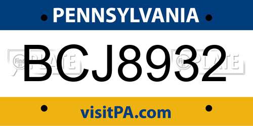 BCJ8932 Pennsylvania License Plate