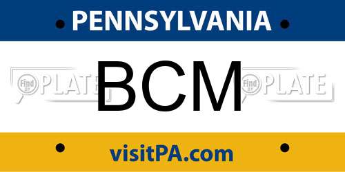 BCM Pennsylvania License Plate