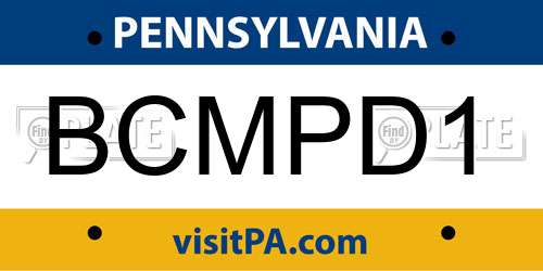 BCMPD1 Pennsylvania License Plate