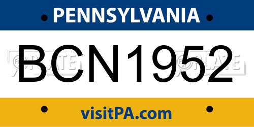 BCN1952 Pennsylvania License Plate